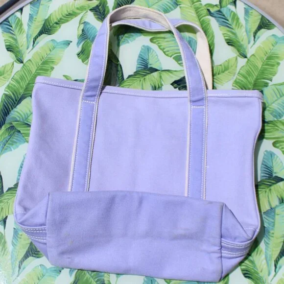 Lands' End Lavender Purple Medium Open Top Canvas Tote Bag Embroidered - Picture 3 of 4